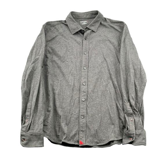 Untuckit Shirt Men Large Heathered Gray Luxe Button Up Long Sleeve Cotton Preppy - Picture 1 of 5